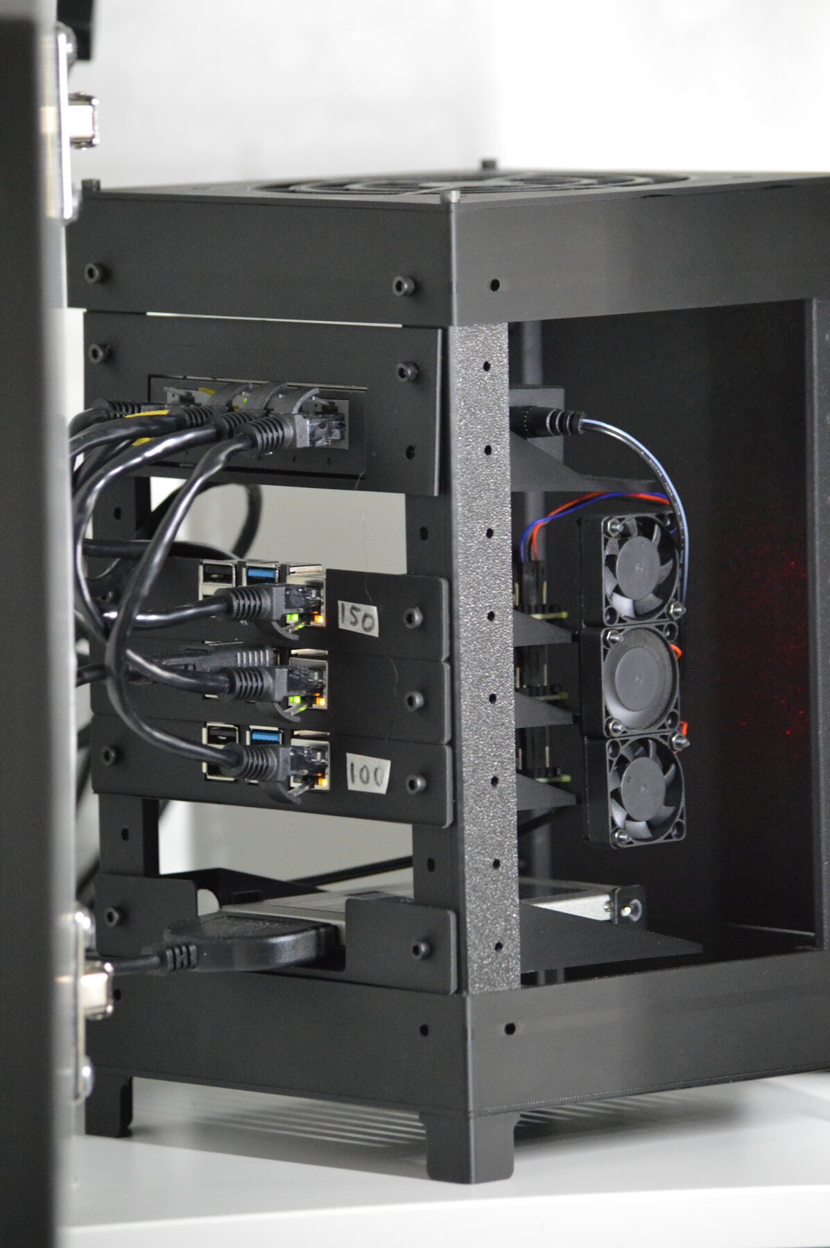 Rear view of the Raspberry Pi cluster